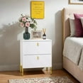 thumbnail image 4 of DIYART Luxury Fluted Night Stand, Nightstand with 2 Drawers, Modern Bedside Table with Golden legs and handles, End tables for Living Room Bedroom, White, 4 of 7