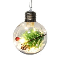 LED Christmas Ornaments Lighting Christmas Tree Ball Ornaments 8CM, Hanging Clear Ball Ornament with Lights, Lighted Transparent Xmas Decor DIY Light Bulb Xmas Tree Decoration Pendant for Home Party