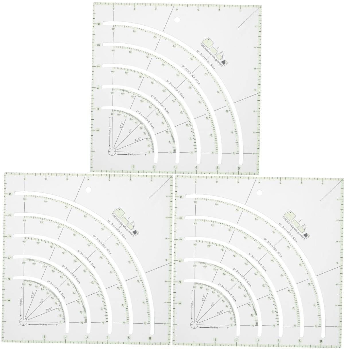 WORGEOUS 3-Piece Acrylic Quilting Rulers Set for Patchwork, Sewing, Tailoring, and Craft Fabric Measuring Tools
