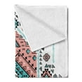 thumbnail image 2 of Tribal Soft Flannel Fleece Throw Blanket, Mexican Symmetrical Design 4 Corner Art Pattern, Cozy Plush for Indoor and Outdoor Use, 50" x 60", Teal and Coral Pink, by Ambesonne, 2 of 5