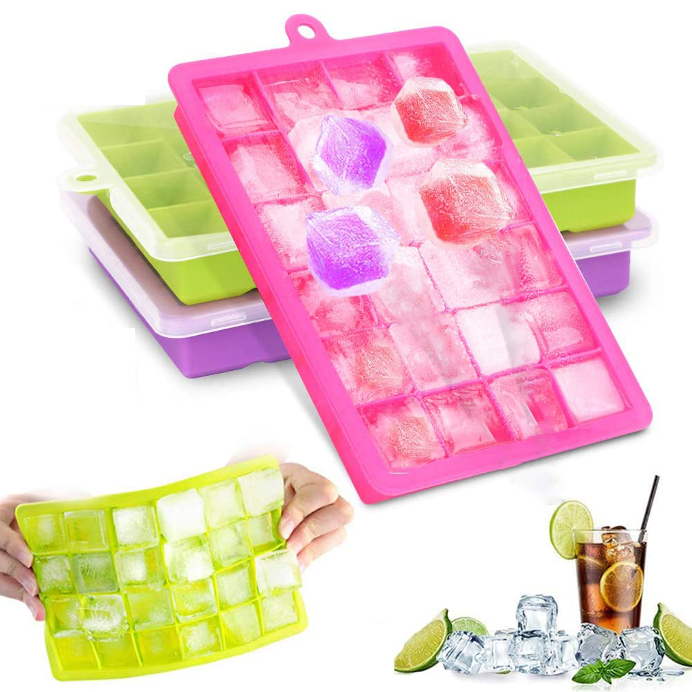 15Hole Silicone Ice Cube Mold Tray with Square-shape Lid DIY Ice Jelly Moulds US 