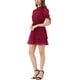 thumbnail image 4 of Vestido A-Line con Cuello Peter Pan y Puños con Volantes para Mujeres INSPIRE CHIC XS Rojo Oscuro, 4 of 6
