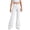 White, variant on Fancifize Teens Girls Flare Leg Chino Pants, School Uniform Bell Bottom Dress Pants, Casual Loose Trousers with Pockets