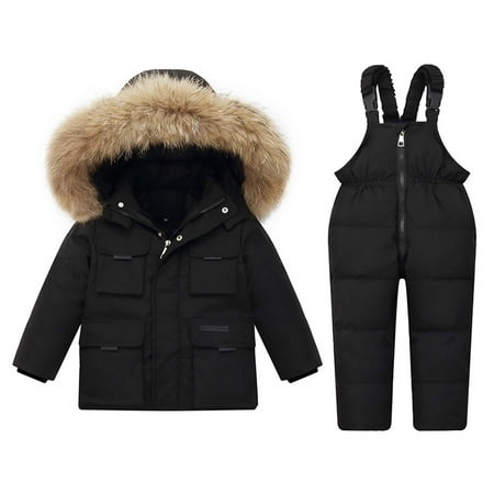 

TUOBARR Child s Baby Boy s Girl s Down Warm Jacket Coat Jumpsuit Rompers Suit Winter Windproof Ski Suit Black (1-6Years)