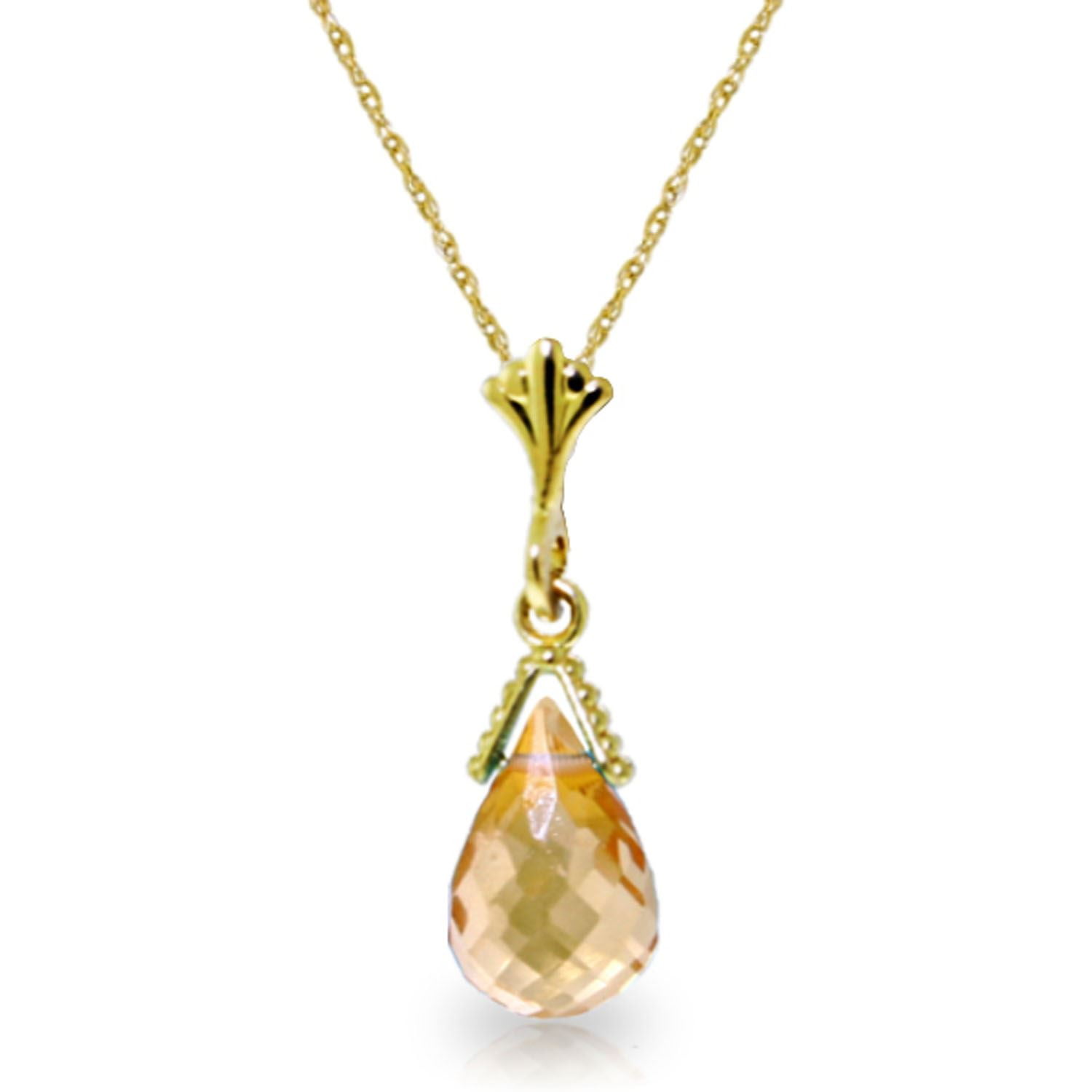 Citrine Peridot with 20 Inch Chain Length ALARRI 2.4 Carat 14K Solid Rose Gold Necklace Blue Topaz