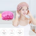 thumbnail image 2 of Qarigey Gorro de dormir para mujer, gorros de pelo de ducha impermeables dobles, cubierta de cabeza de niña gruesa a prueba de aceite para el hogar, Type3 NO3 Qarigey AP010840-09B, 2 of 6
