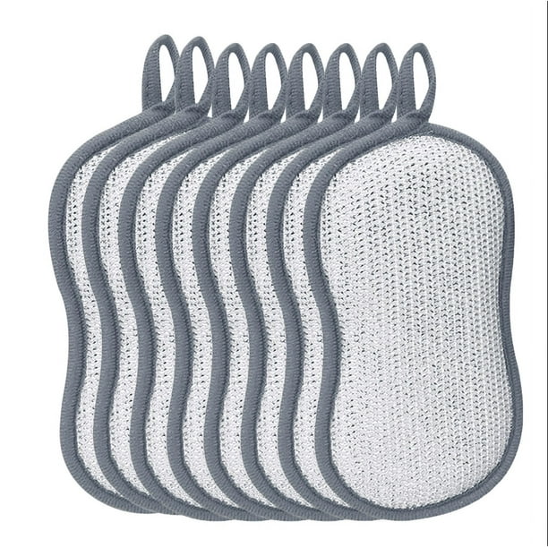 Paño esponja de fibra de bambú - Fregar de cocina de 2 lados para platos, paño antiadherente y de secado rápido, reutilizable para ollas y sartenes