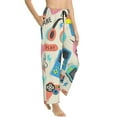 thumbnail image 2 of Disketp Playing Video Games Print Women'S Comfy Pajama Pants Casual Drawstring Palazzo Lounge Wide Leg Pants, 2 of 9