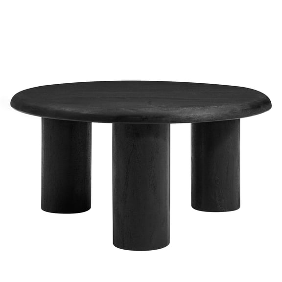 Coffee Sofa Side End Table, round, Black, Wood, Living Room Lounge Cafe Lobby Hospitality Restaurant, Modern Contemporary, HB37937