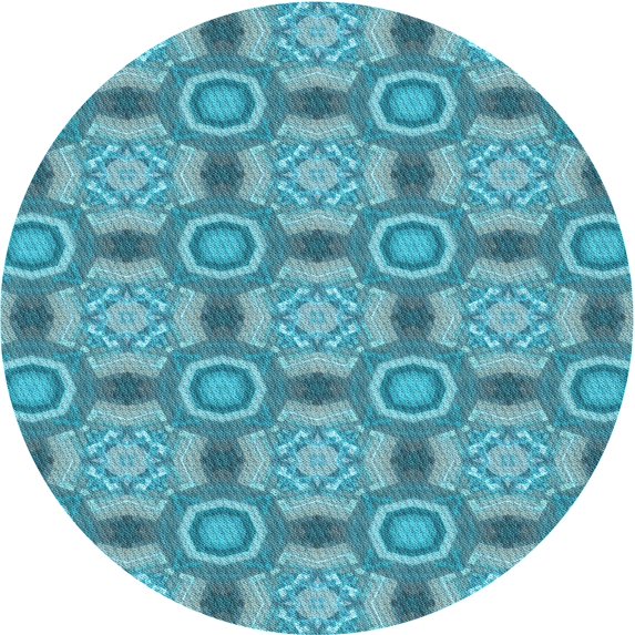 Ahgly Company Machine Washable Indoor Round Transitional Blue Ivy Blue Area Rugs, 7' Round
