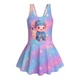 thumbnail image 4 of Uourmeti Cartoon Sleepy Axolotl Swim Dress for Girls - Sleeveless Skirted One Piece Bathing Suit, Quick Dry Stretchy Swimwear for Beach & Pool, 4 of 8