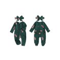 thumbnail image 2 of BemeyourBBs Baby Girls Christmas Outfit, Long Sleeve Candy Cane Footies Headband, 2 of 9