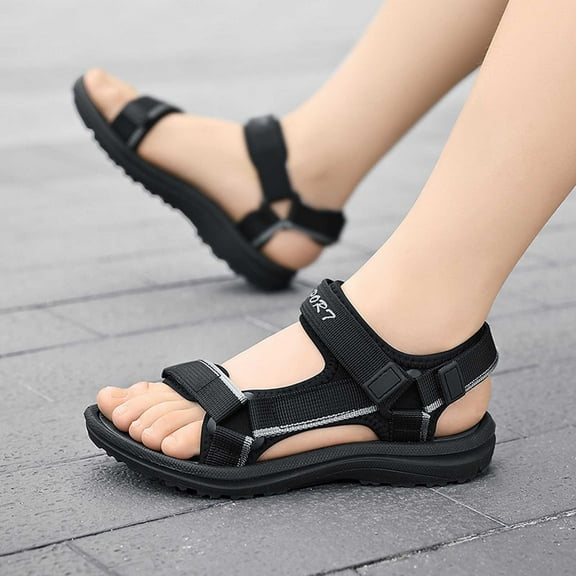 WERYOUNG Girls Boys Sandals Summer Comfortable Fashion Open Toe Adjustable Straps Shoes Newborn Trendy Beach School Sandal,Grey,5.5-6 Years