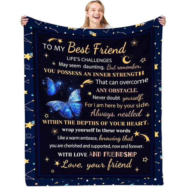 LHSHID Friend Blanket for Women Best Friend Birthday Gifts Blanket Soul Friend Graduation Gifts Ideas for Women Friendship Gifts for Women 40"x50"