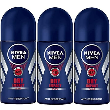 Nivea for Men Dry Impact Antiperspirant Deodorant Roll-on 50ml (3 Pack)