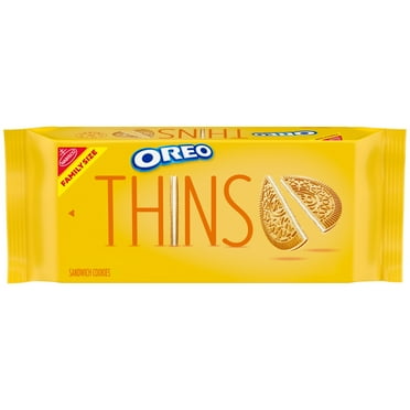 OREO Thins Golden Crunchy Sandwich Cookies, Baked, Family Size, 11.78 oz Shelf Stable Plastic Tray
