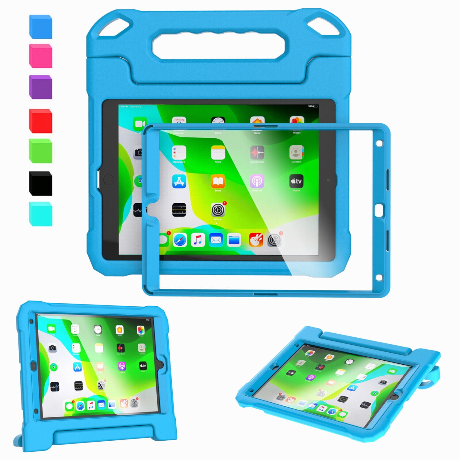 Kids Case for iPad 9th/8th/7th Generation(10.2 inch, 2021/2020/2019), iPad 10.2 Case with Screen Protector, Durable Shockproof Protective Handle Stand Case for Apple iPad 9/8/7 Gen