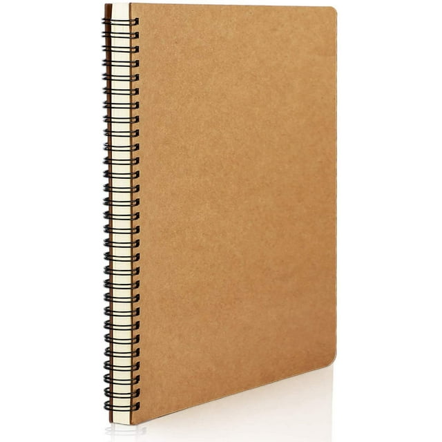 shiyou-Kraft Hardcover Notebook Spiral, A5 1pack 5.5x8.3" 160 Pages College Ruled Travel Writing Notebooks Journal, Memo Notepad Sketchbook, Students Office Business Subject Diary Lined Book
