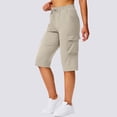 thumbnail image 6 of Long Shorts for Women Petite Lightweight Quick Dry Hiking Cargo Shorts with Pockets Summer Drawstring Bermuda Short Beige XL, 6 of 8