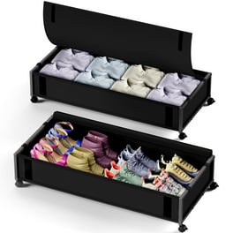 Bamboo Under Bed Shoe Storage Sturdy Underbed Storage Packs