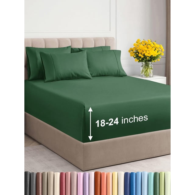 Juego de sábanas CGK Unlimited Extra Deep Queen Emerald Green