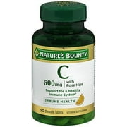 Nature's Bounty Vitamin C-500 mg with Rose Hips Chewable Natural Orange Flavor - 90 Tablets, Pack of 4
