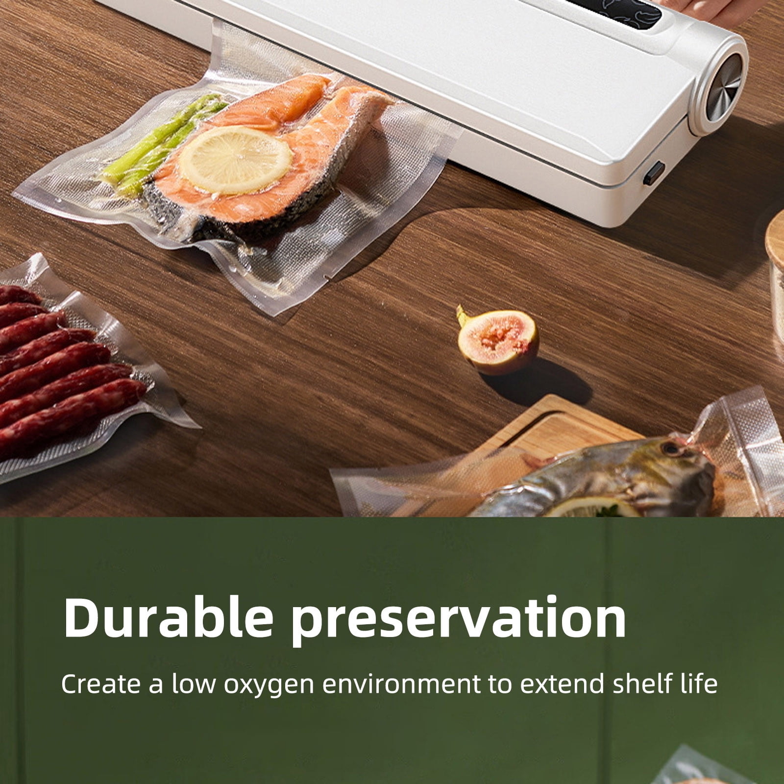 Food Vacuum Sealer Machine, 60KPA Strong Suction, Dry/Wet Modes, 20 Vacuum Seal Bags for Food, Digital Countdown Timer, Compact Lightweight, Ideal for Home Kitchen Use