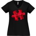 thumbnail image 3 of Inktastic Autism Awareness Be Kind Red Puzzle Piece Women's Plus Size V-Neck T-Shirt, 3 of 5