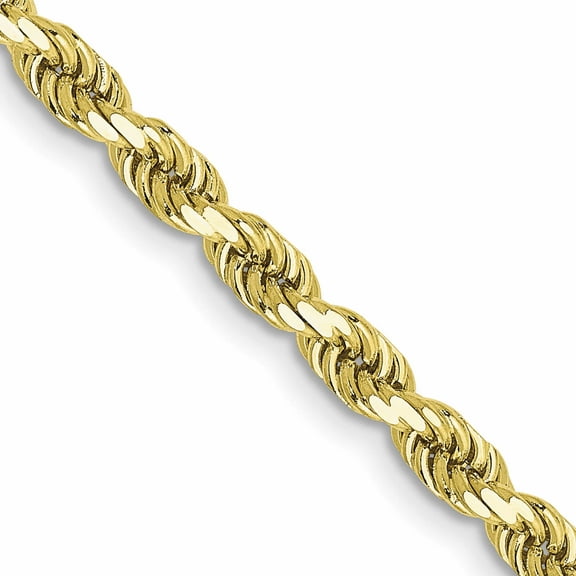 10K Yellow Gold 3.5mm Semi-Solid D/C Rope Chain (20 X 3.5) Made In Peru 10dh025-20