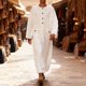 thumbnail image 1 of Ceisia Men Moroccan Style Long Sleeve Round Gift Neck Embroidered Buckle Casual Muslim Robe, 1 of 9