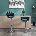 thumbnail image 6 of Tcbosik Upholstered Bar Stools Set of 2, Velvet Fabric Swivel Barstools, 23.6"-32" Height Adjustable Bar Chair with Back for Kitchen, Dining Room, Green, 6 of 9