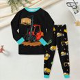 thumbnail image 2 of NOLDARES Little Boys Girls Pajamas 2Pcs Long Sleeve Crewneck Top and Elastic Waist Pants Print Sleepwear Pjs Toddlers,B071-Black, 2 of 5