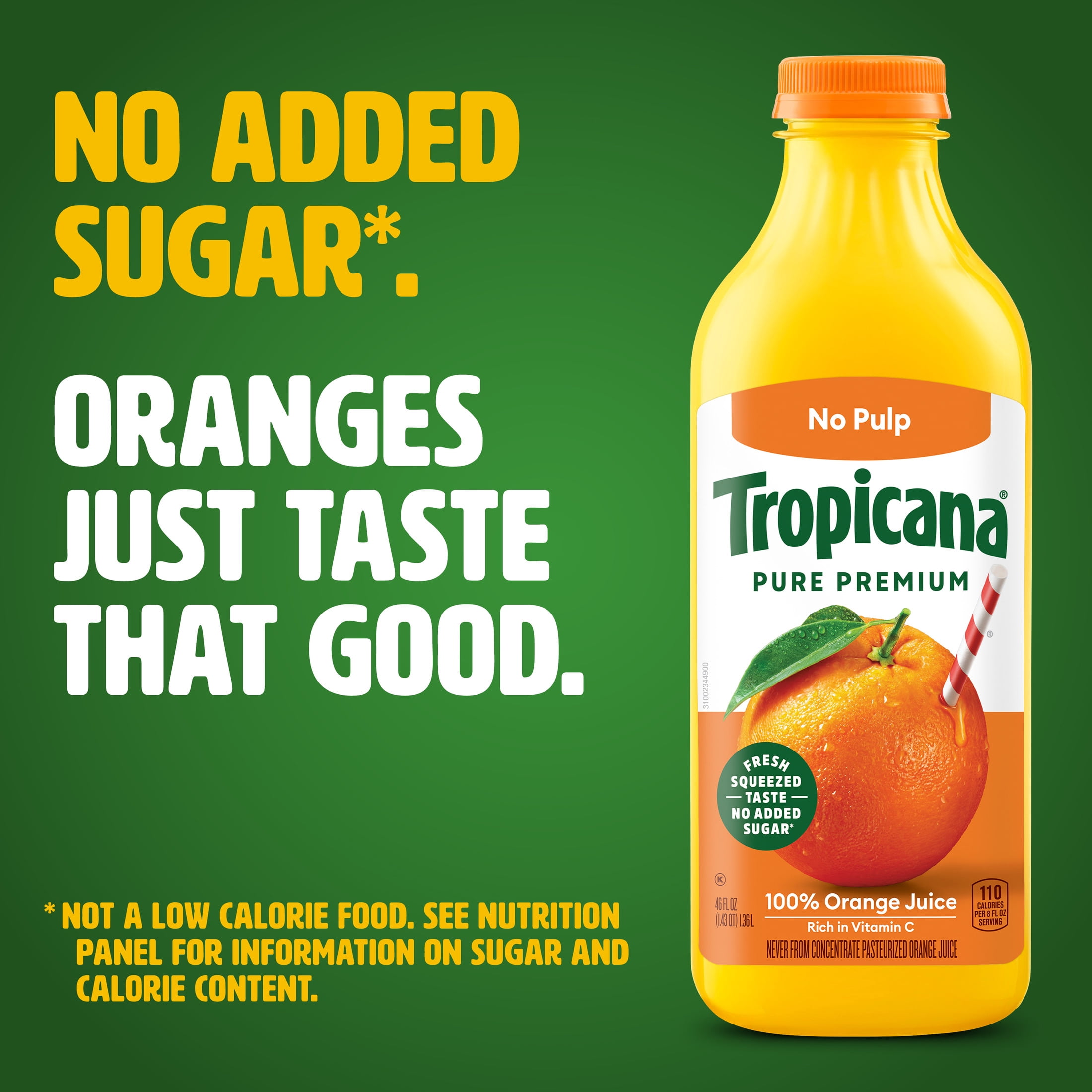 Tropicana Pure Premium 100% Orange Juice Original, No Pulp, No Sugar Added, 46 fl oz