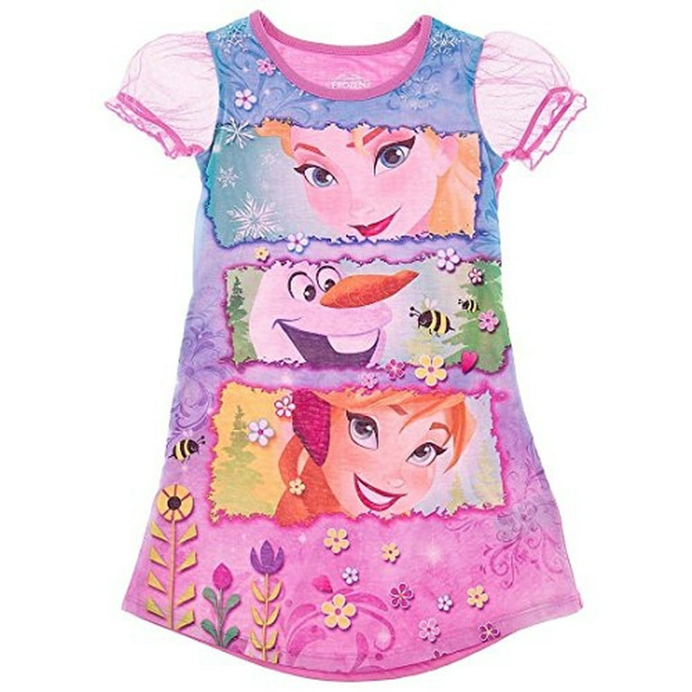 Disney Disney Big Girls' Elsa Olaf Anna Frozen Nightgown M/78