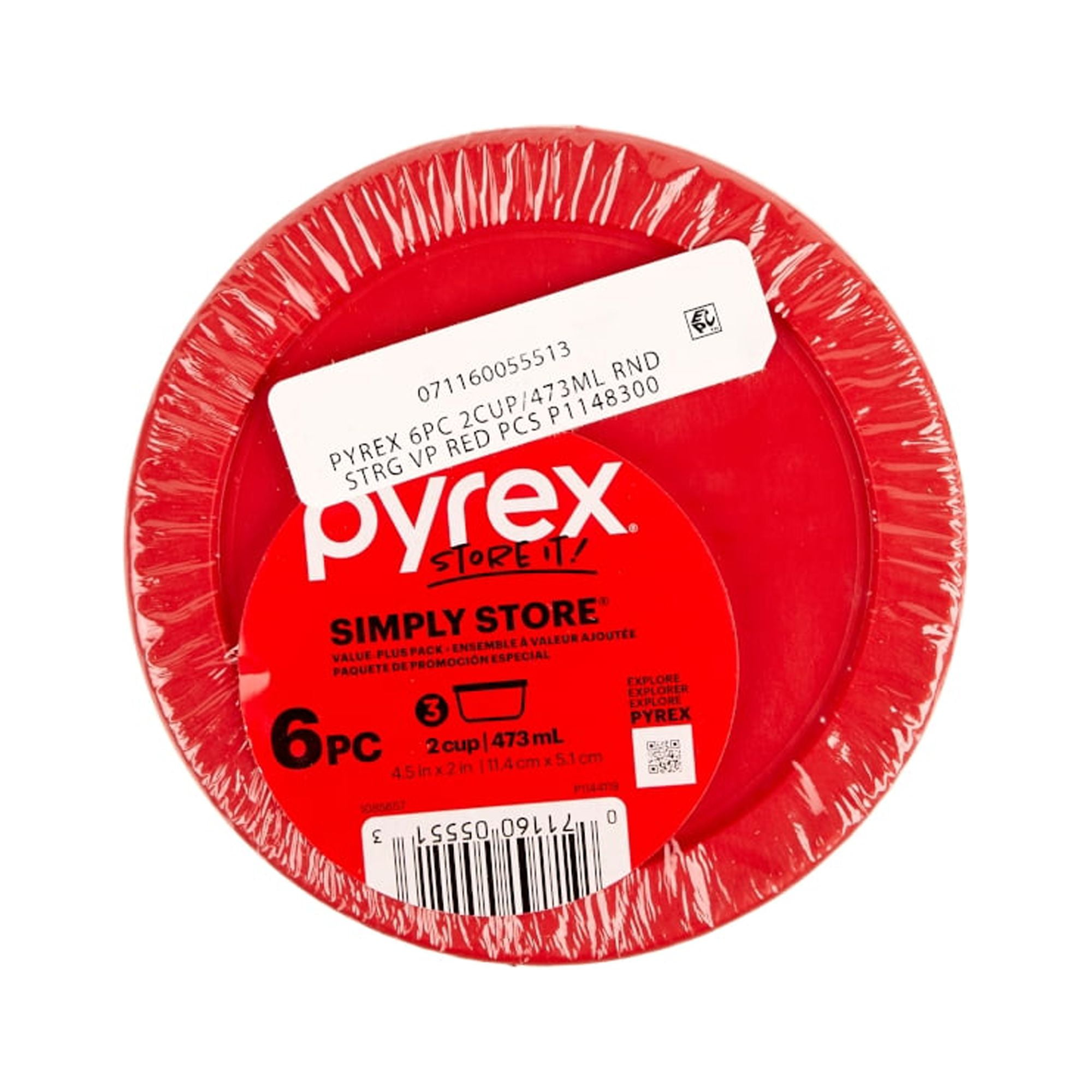 Pyrex 2 Cup 6pc Round Glass Food Storage Value Pack Red : Target