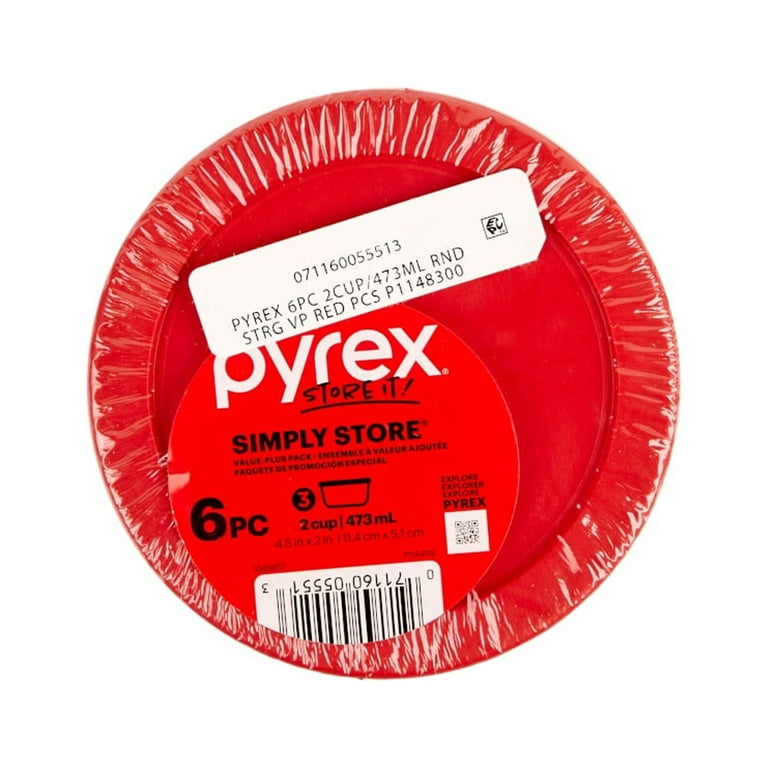 Pyrex® Simply Store® 2-Cup Round Dish W/ Red Plastic Cover