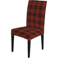 thumbnail image 3 of Red Green Plaid Christmas Chair Covers,Christmas Decoration Tartan Plaidspandex Stretch Dining Room Chair Cover Set of 6,Removable Washable Kitchen Parsons Chair Covers Seat Slipcovers, 3 of 6