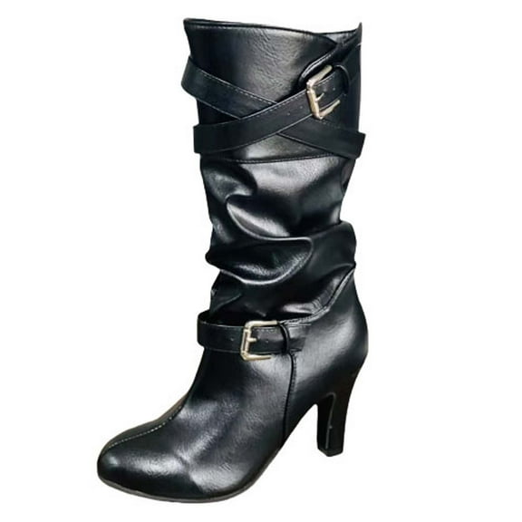 Jsaierl Cowboy Boots for Women - Wide Calf Knee High Cowgirl Boots with Side Zipper, Retro Slouchy Knee High Boots Fashion Tall Western Boot Pull On for Ladies Pointed Toe