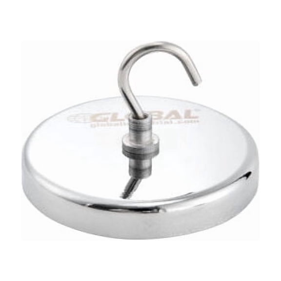 Global Industrial 320757 20 lbs Pull Ceramic Magnetic Hook, Silver - Pack of 6