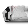 thumbnail image 3 of Dandelion Soft Flannel Fleece Throw Blanket, Woman Silhouette Heart Flying Valentines Day Themed, Cozy Plush for Indoor and Outdoor Use, 50" x 70", Vermilion Black White, by Ambesonne, 3 of 6