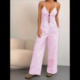 thumbnail image 4 of Conjunto de 2 Piezas para Mujer: Camiseta Sin Mangas con Cordones y Espalda Descubierta, y Pantalón con Cordón Ajustable, para Club, Color Rosa, Talla XL, 4 of 9