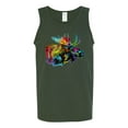 thumbnail image 2 of Wild Bobby, Colorful Rainbow Moose Head Wildlife Animal Lover Mens Graphic Tank Top, Forest Green, 2XL, 2 of 3