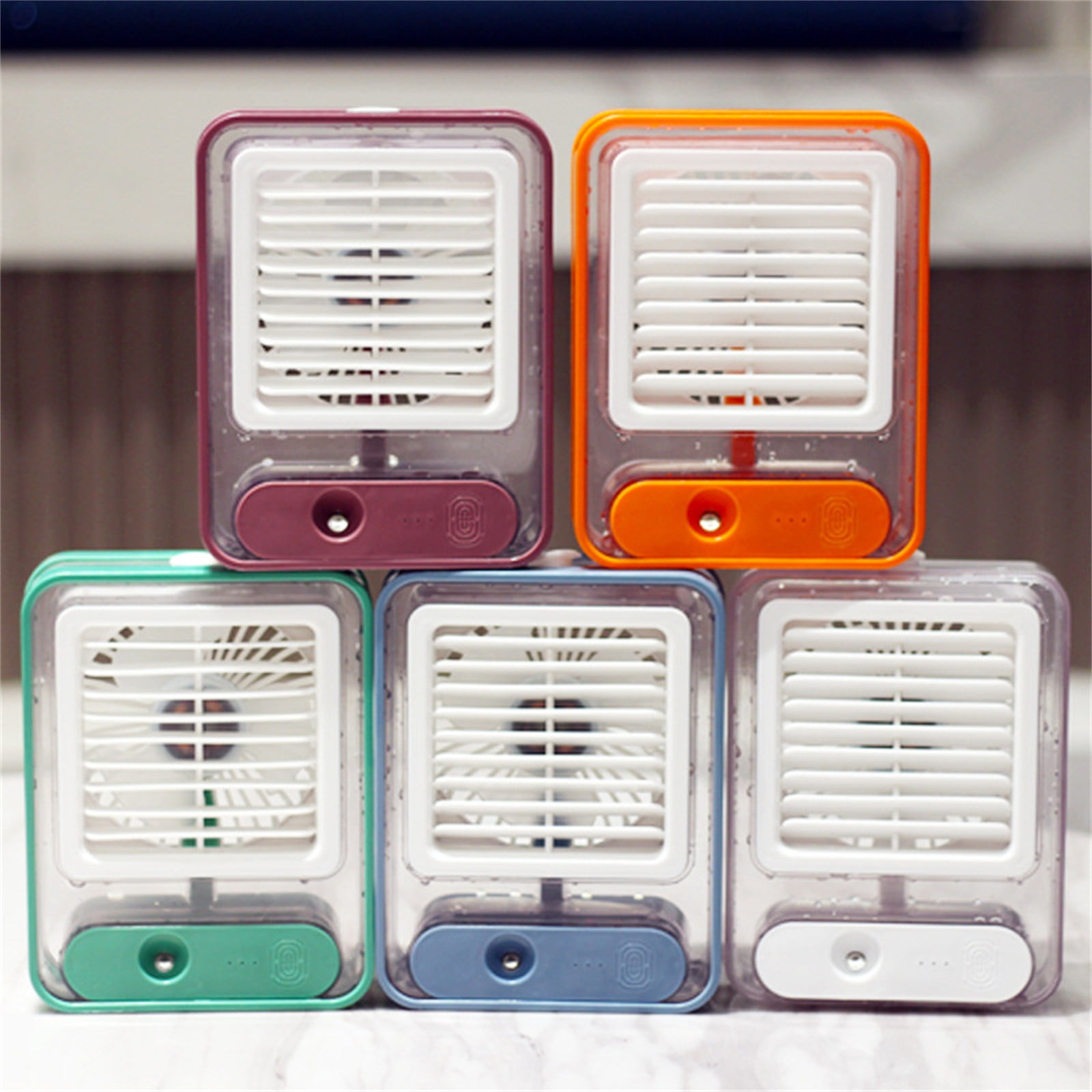 PHIGZNT Portable Air Conditioners Fan, 3 Speeds Rechargeable Evaporative Personal Air Cooler With 5000 mAh Battery &2-8H Timer, 7 Colors LED Light Mini Cooling Fan for Room, Office, Car(White)
