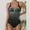 Green, variant on Qulqfy One Piece Swimsuits for Women Plus Size Tummy Control Modest Bikini V Neck Open Back Slimming Swimwear Women Bathing Suits L