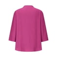 thumbnail image 4 of yunLCZ Womens Long Sleeve Shirts Cotton Linen Shirts For Women Summer Button Down Tops 3/4 Length Sleeve Casual Blouses Oversized Tshirts 2025 Spring Summer Outfits 3761, 4 of 4