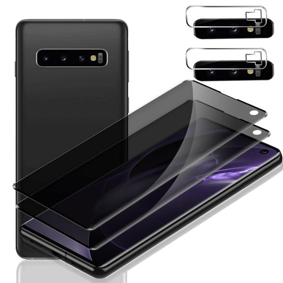 (2 2 Packs) Suitable For Galaxy S10 Privacy Screen Protector And Camera Lens Protector, 9H Hardness Tempered Glass, Scratch Resistant, Fingerprint Resistant, Suitable For Galaxy S10 6.1 Inches
