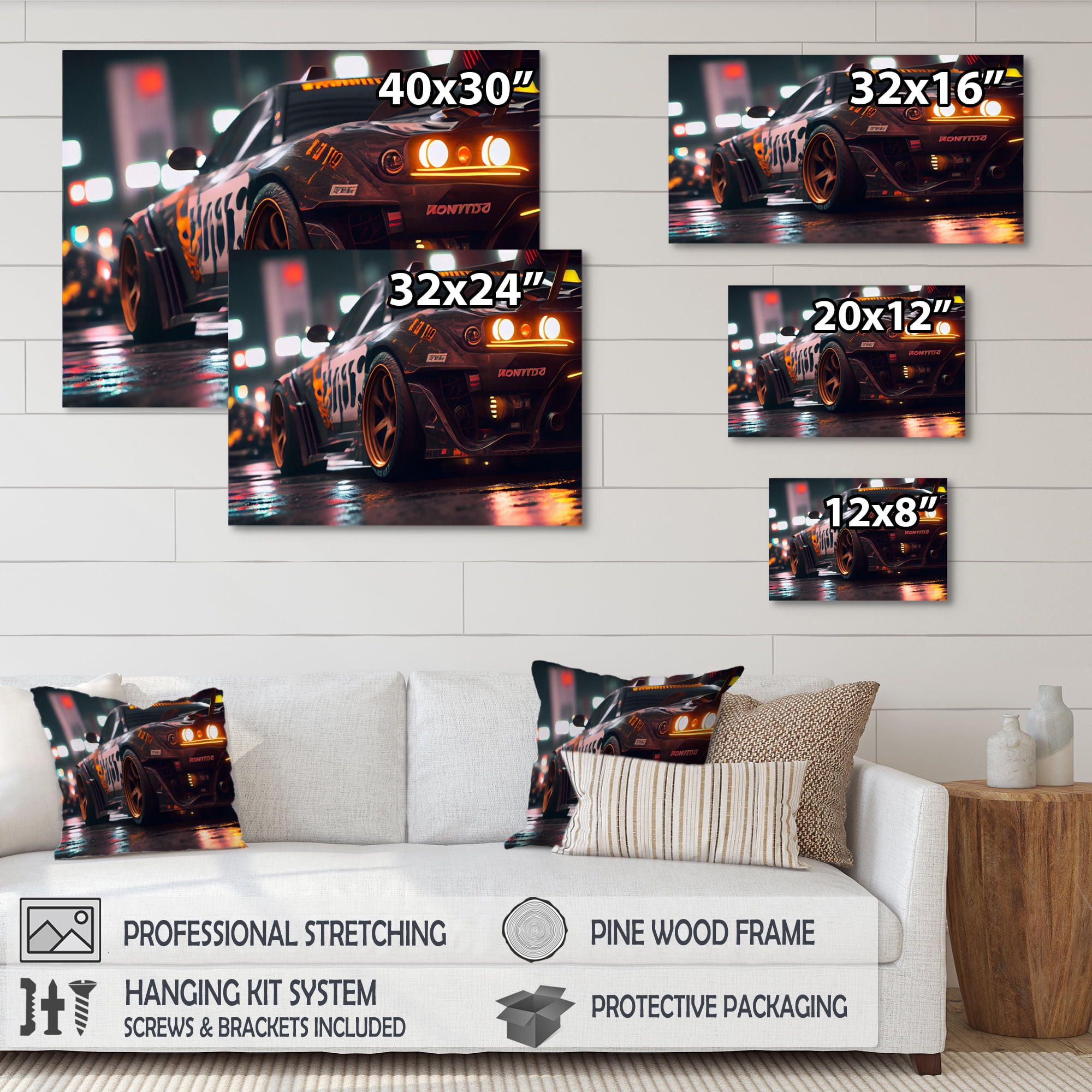 Designart Tunning Car Drifting In Toyko I Canvas Wall Art