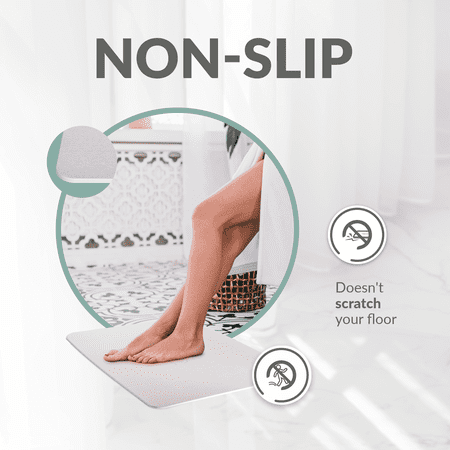 Momo Lifestyle Stone Bath Mat Drytomita 24 X 15 Linen Gray, Diatomaceous Earth, Non-Slip Super Absorbent Quick Drying Shower Mat Bathroom Accessory for Home Spa