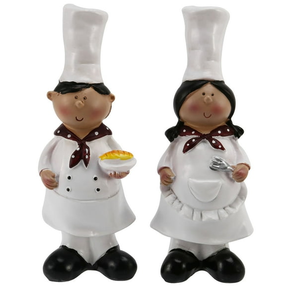 1 Pair of Creative Boy Girl Chef Decoration Home Decoration Resin Crafts Wine Cabinet Window Restaurant Bakery Decoration