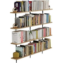 Wallniture Arras 48"x6" Floating Shelves for Wall Storage, Rustic Wall Book Shelf for Office and Living Room, Set of 4, Burnt Finish, Real Wood